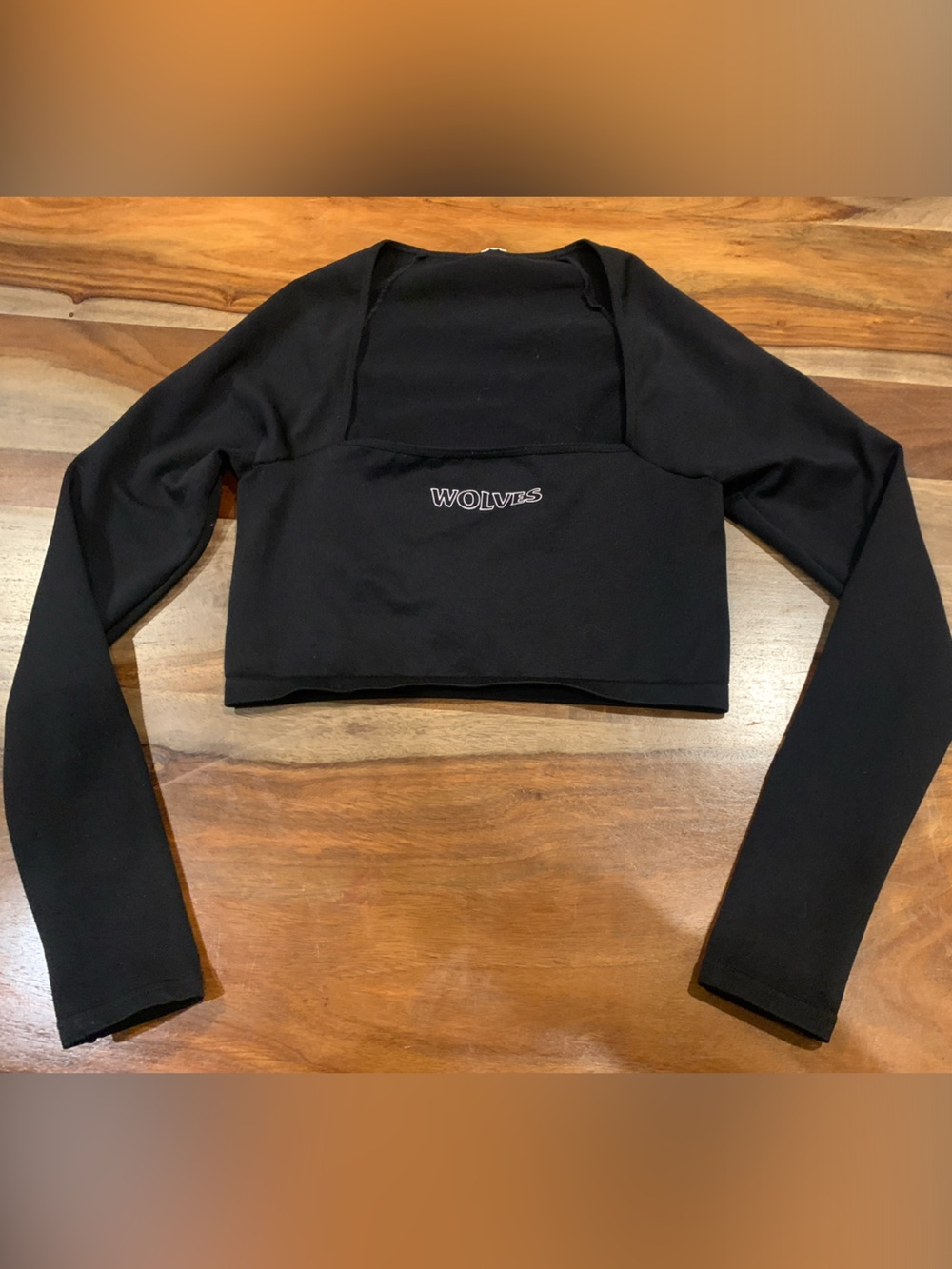 Darc Sport Black 'WOLVES' Long Sleeve Crop Top